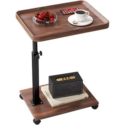 Sofa Side Table, C-Shape Tray Table, 360° Swivel Rectangle Couch Coffee End Table, Adjustable Height for Home Office