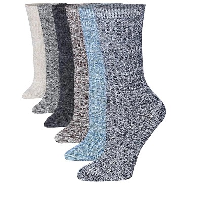 Warm Neutral Colored Cotton Ripped Socks - 6 Pairs