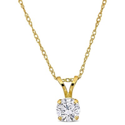 CREATED FOREVER  |   14K Yellow Gold 1/2 CT TW Lab Grown Diamond Solitaire Pendant With Chain