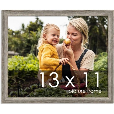 PosterPalooza | 13x11 Thin Barnwood Picture Frame, UV Acrylic, 2 Finishes - Grey and Black