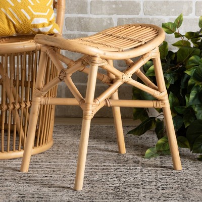 Elgon Rattan Footstool Natural/Brown - bali & pari: Rectangular Bench, No Assembly, Spot Clean