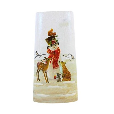 Stony Creek 10.0 Inch Snowman Friends Pre-Lit Vase Christmas Lighted Glass Accent , Christmas Decor Kitten Squirrel Bunny Deer (1PC)