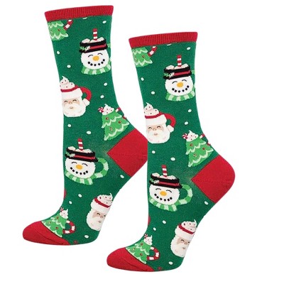 Socksmith 15.0 Inch A Cup Of Holiday Cheer Christmas Socks (1 Pair) , Snowman Santa Claus Trees (1PC)