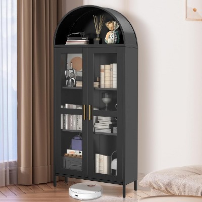 73 In Metal Arched Cabinet, Kitchen Pantry Organizer with 1 Drawers & 2 Adjustable Shelves,for Living Room, Assembly Required