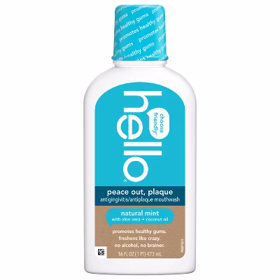 hello Peace Out Plaque Fluoride-Free and Alcohol-Free Mouthwash- 16 fl oz