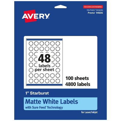 Avery Matte White Starburst Labels, 1"
