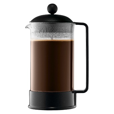 Bodum Brazil 8 Cup 34oz French Press Coffee Maker Black: Glass Carafe, Dishwasher-Safe, Manual Coffee Presser