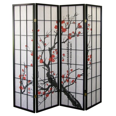 Dexmalle Black Japanese 4-Panel Screen Room Divider