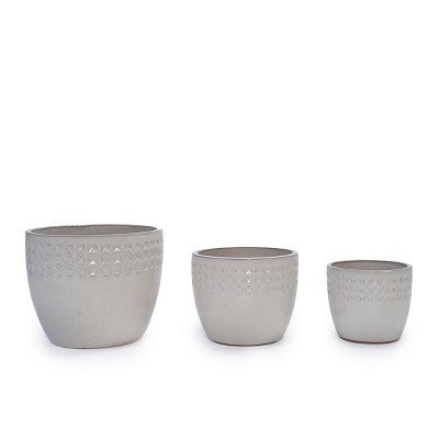 SEVOBAL Planters 3-Piece Modern Ceramic Glossy Flower Pots, Frost-Resistant with Drainage Holes for Indoor, Outdoor, White, 19.7"*19.7"*17.8"
