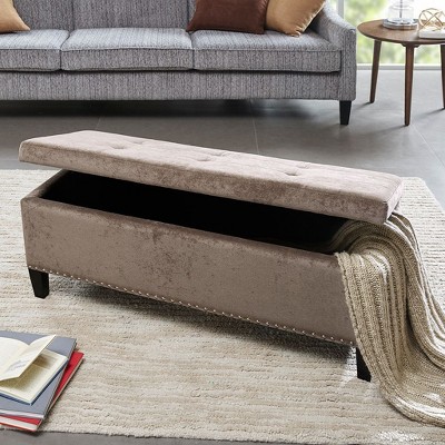 Okak Tufted Lift-Top Nailhead Ottoman Bench with Close Storage,Upholstered Shoe Bench Storage Bench for Living Room,Bedroom