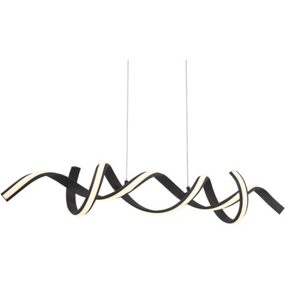 Possini Euro Design Helix Sand Black Island Pendant Chandelier 46" Wide Ultra Modern Spiral Dimmable LED Light Strip Twisting Ribbon Dining Room House