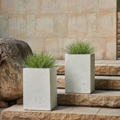 Christopher Knight Home Jaron Patio Modern Handcrafted Lightweight Concrete Planter Box
