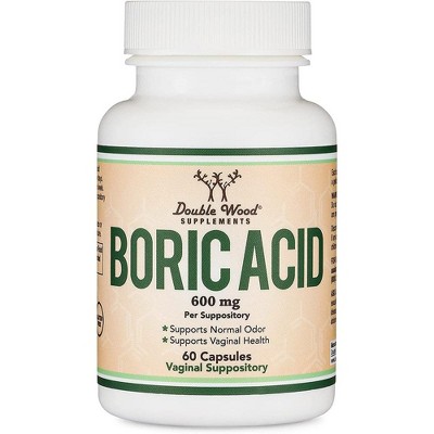 Double Wood Supplements Boric Acid Suppositories - Supports Vaginal Health - Do Not Use Orally