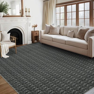 Modern Braided Solid Area Rug Machine Washable Rug