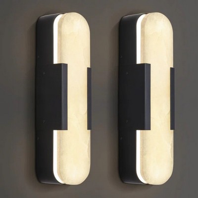 Dimmable LED Polished Wall Sconce With Alabaster Shade (Set Of 2)