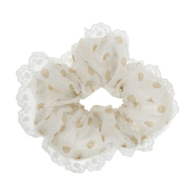 Unique Bargains Polka Dot Lace Scrunchie 1 Pc