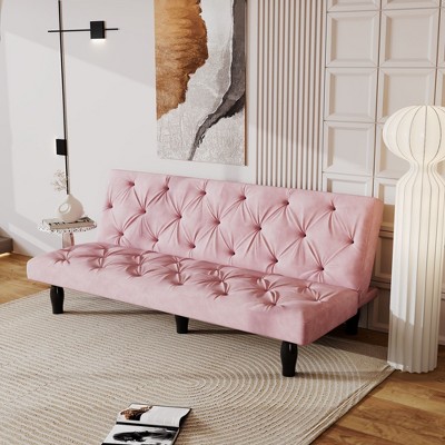 NicBex Velvet Futon Sofa Bed with Adjustable Backrest,66" Modern Convertible Couch for Living Room,Bedroom,Apartment & Guest Use