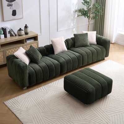Yukimo 82.68-inch Premium Corduroy Two-Seater Sofa with Metal Legs, Cloud-Like Cushions for Living Room and Bedroom