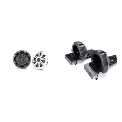 Kicker 45KM654 6.5" Marine Speakers and Behind the Head 6.5in Speaker Pods Compatible with Polaris Slingshot 2015-2024