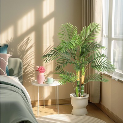 Set of 1/2 Golden Cane Palm Artificial Tree with Pot for Indoor Outdoor Home Decor Office House Living Room