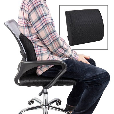 Mind Reader Memory Foam Lumbar Support Back Cushion: Ergonomic Chair & Car Back Support Pillow, Black