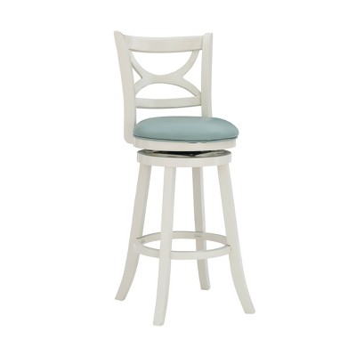29" Powell Company Winslow Faux Leather Swivel Barstool Cream - Powell Company: Upholstered, Wood Legs, Fixed Height