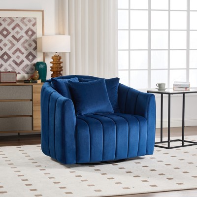 Aortzio 40.35"W Upholstered Swivel Accent Chair 360° Comfy Club Chair Arm Chair Single Sofa,Swivel Barrel Chair For Living Room Bedroom