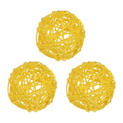 Unique Bargains Wicker Rattan Decorative DIY Crafts Balls for DIY Crafts 3.1 Inch 3 Pcs