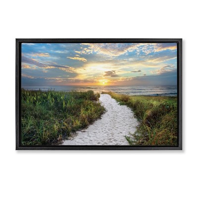 Stupell Industries Morning Trail To Beach Floating Frame Canvas Art