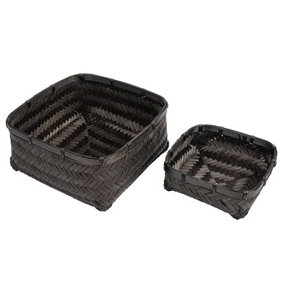 Storied Home Bamboo & Water Hyacinth Baskets, Black, Set of 2