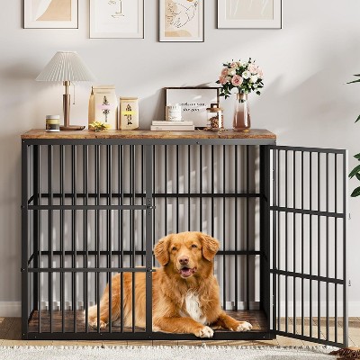 Acekool 47" XXL Dog Crate Furniture, 3 Lockable Doors, Heavy Duty Indoor Pet House Side Table for Medium & Large Dogs