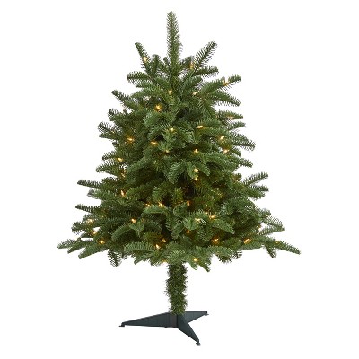 3ft. Spruce Artificial Christmas Tree with 100 Warm White Lights and 458 Branches – Petite X-Mas Décor Tree for Holiday Cheer