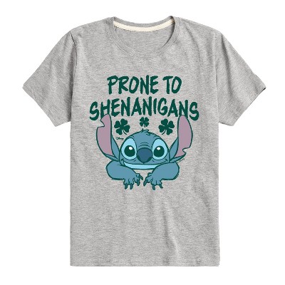Boys' - Lilo and Stitch - St. Patrick's Day Prone To Shenanigans Short Sleeve Graphic T-Shirt