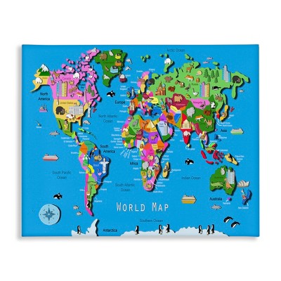 Stupell Industries Educational World Map, 16" x 20"