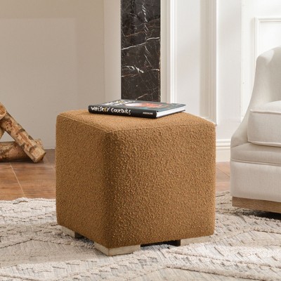 KINWELL 18.5" Wide Modern Square Boucle Upholstered Ottoman Entryway Footstool