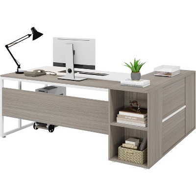 Tribesigns 70.86-inch Executive Desk, L-Shaped Office Desk with Storage Cabinet, Business Furniture Desk Workstation for Home Office