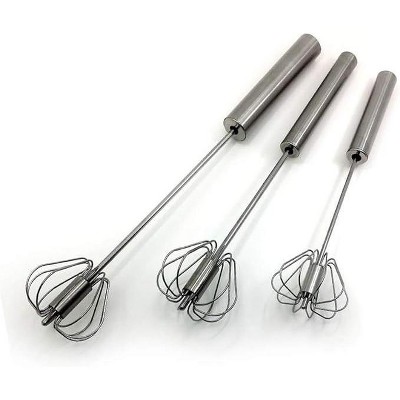 Smart Tech Stainless Steel Semi-automatic Egg Whisk - 3PCS Hand Push Rotary Whisk Blender