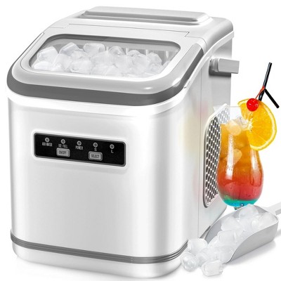 6-Minute Countertop Ice Maker: 9 Bullet Cubes, 26.5lbs Daily, Self-Cleaning, with Basket and Scoop - Perfect for Home, Office, Kitchen, Bar, Party