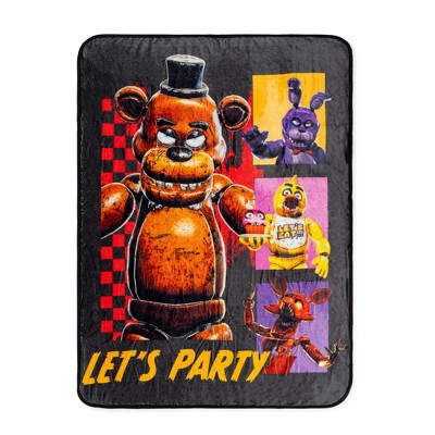 Silver Buffalo Five Nights At Freddy's "Let's Party" Raschel Throw Blanket | 45 x 60 Inches