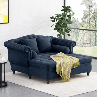 Christopher Knight Home Brynn 62" Vintage Tufted Upholstered Double Chaise Lounge Sofa