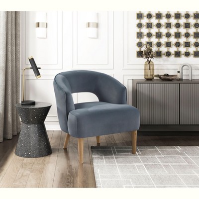 NicBex 1pc Accent Chair Unique Style Velvet Plush Seat Solid Wood Legs Lounge Chair Reading Chair Comfy Chair for Living Room Bedroom Studio
