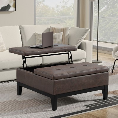 NicBex Modern Mid-Century Lift-Top Coffee Table Small Ottoman with Storage,Upholstered Square Storage Ottoman for Living Room,Bedroom