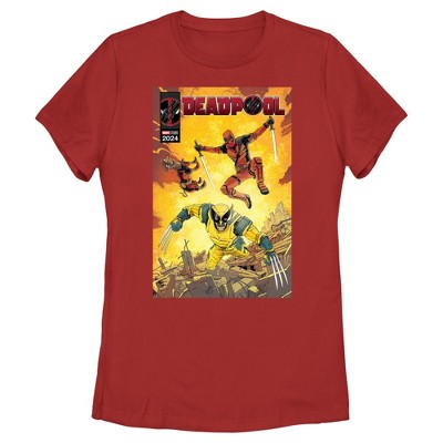 Women's Marvel: Deadpool & Wolverine Action Comic Book Cover T-Shirt