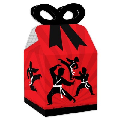 Big Dot of Happiness Karate Master - Square Favor Gift Boxes - Martial Arts Birthday Party Bow Boxes - Set of 12