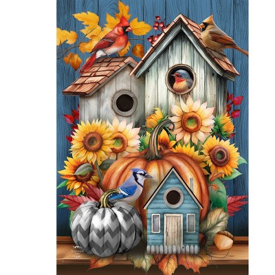Briarwood Lane Fall House Flag 40x28 For Outdoor Fall Feathered Friends For Fall House Flag