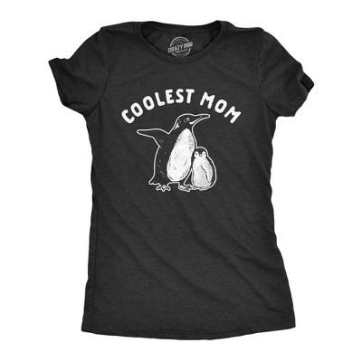 Womens Coolest Mom T Shirt Cute Penguin Mothers Day Ideas Graphic Novelty Tee - Crazy Dog Women's T Shirt Gift for Mom