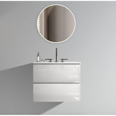 NicBex Floating Bathroom Vanity with Sink and Faucet Holes,Bathroom Sink Vanity with 2 Drawers,Oak/Walnut/White/Gray