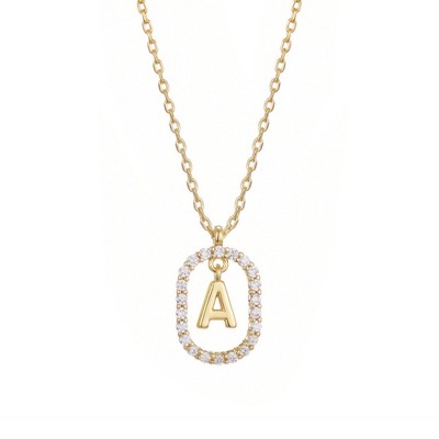 Adornia 14k Gold Plated Floating Letter CZ Frame Necklace