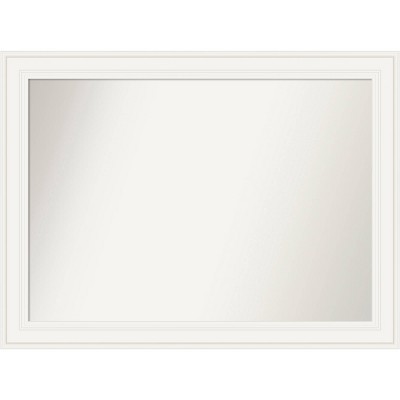 44" x 33" Non-Beveled Ridge White Wall Mirror - Amanti Art: Modern Rectangle, Includes Mounting Hardware