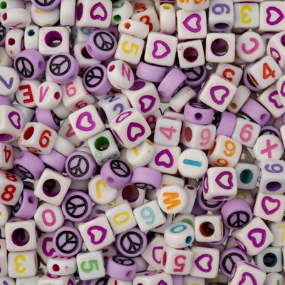 John Bead Assorted Purple Plastic Alphabet Craft Beads, 72g